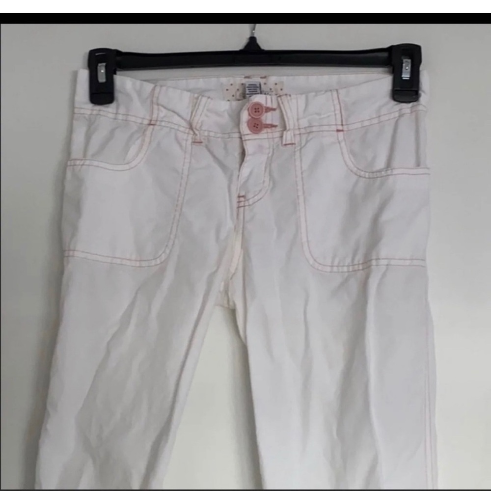 Abercrombie White pants with Pink Stitching
